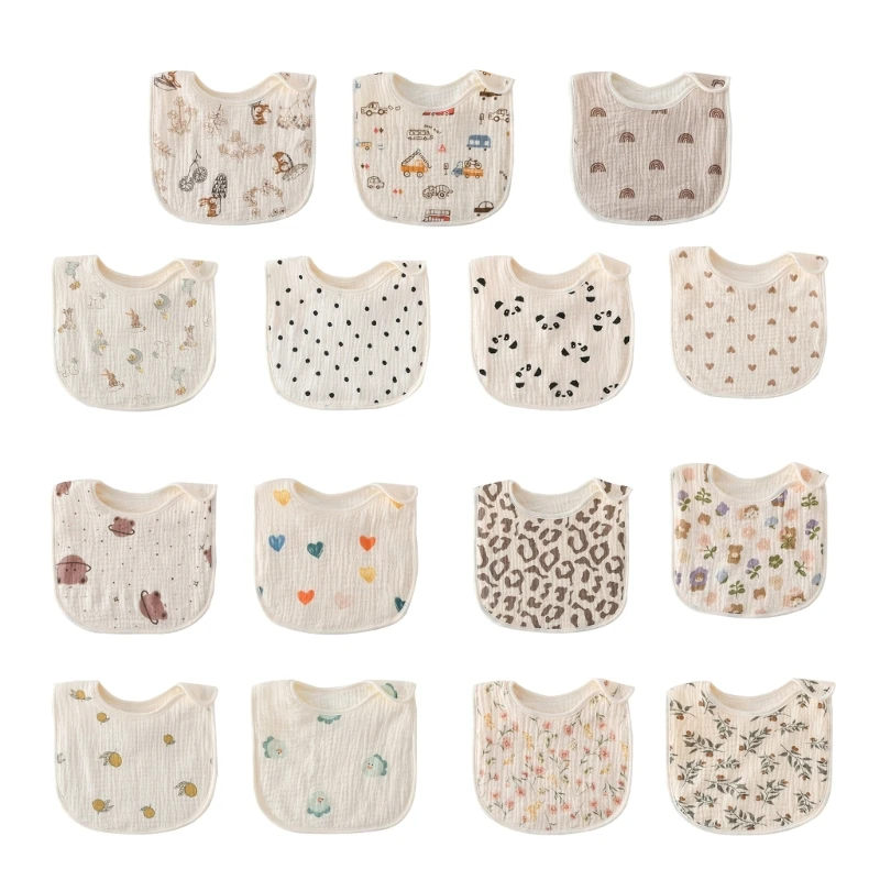

Drooling Bib Cotton Burp Clotsh with Button Infant Feeding Bib Saliva Towel