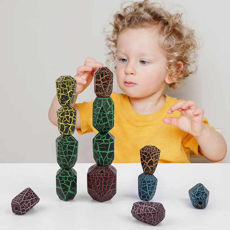 

Wooden Assembled Cactus Stacking Stone Building Blocks Children's Early Education Puzzle Play Toys