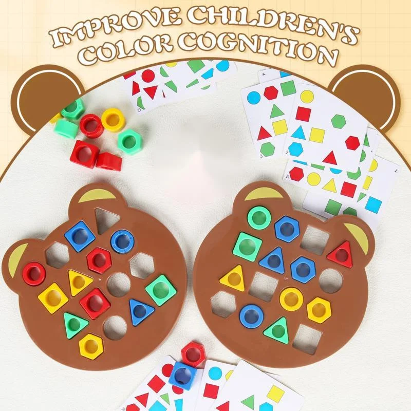 

DIY Geometric Shape Color Matching Puzzle Baby Montessori Learning Educational Interactive Battle Game Toys For Children Gifts