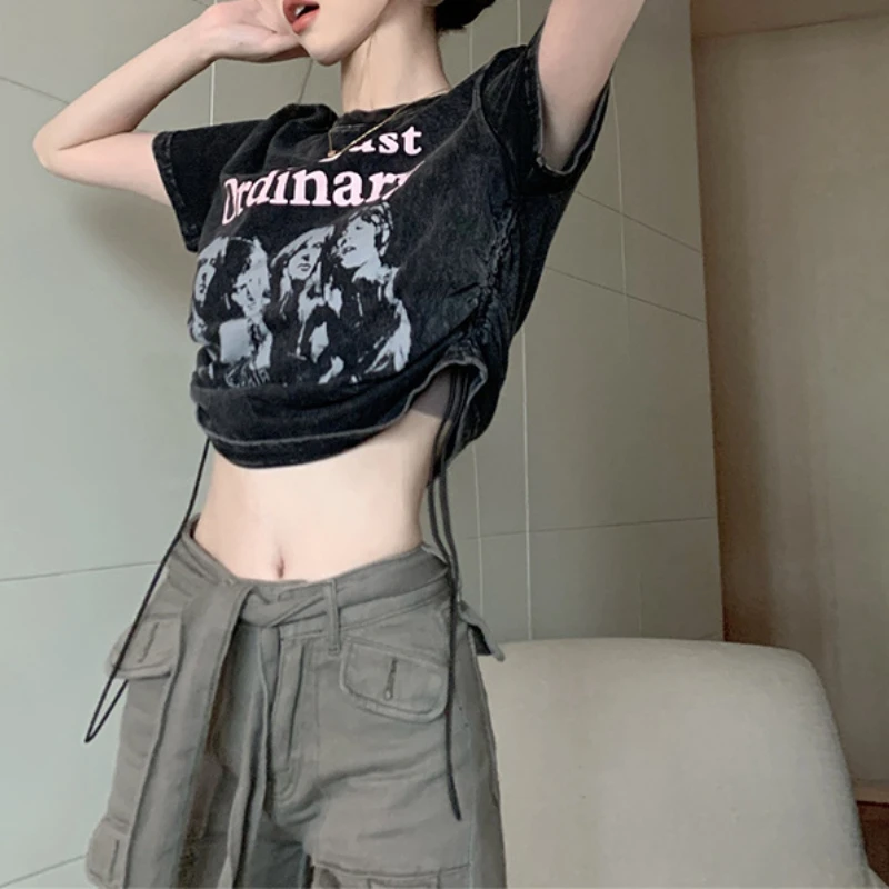 Женская Винтажная футболка с коротким рукавом и принтом «Do Old», летний женский топ с рисунком, короткий Стильный Топ для девушек с пряностями, 2023 Женская Винтажная футболка с коротким рукавом и принтом «Do Old», летний женский топ с рисунком, короткий Стильный Топ для девушек с пряностями, 2023