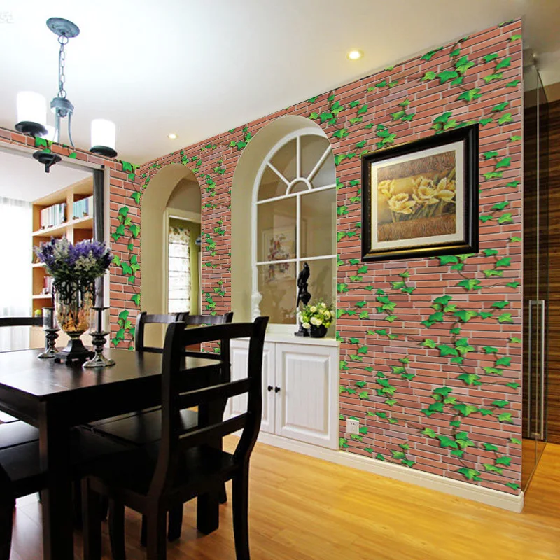 

Brick ribbon adhesive wallpaper living room bedroom hallway wallpaper dormitory shop cabinet renovation wall self-adhesive PVC