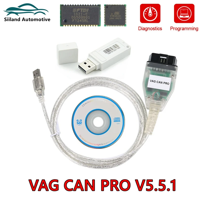 Новый VCP VAG Can Pro 5.5.1 с ключом OBD OBD2 для VW/Audi автомобильный диагностический кабель VCP сканер автомобильный инструмент для CAN BUS + UDS + K-lin UDS