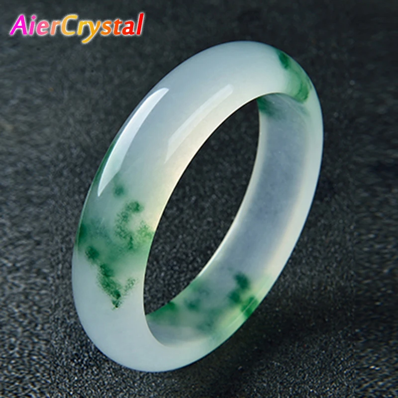Natural Burmese Jade Stone Green Bangle Bracelet Floating Flower Ice Seed Translucent Bracelet Jewelry for Women Gift