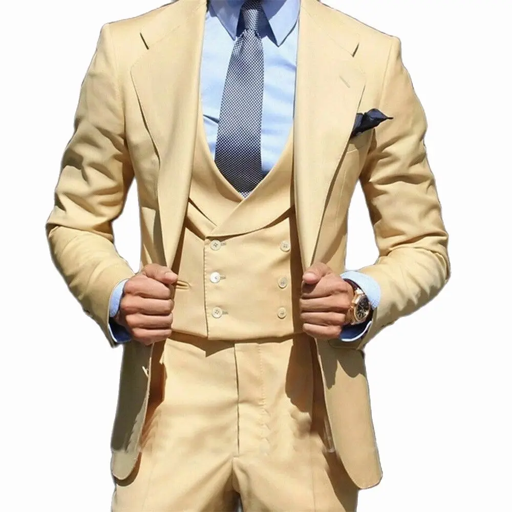 Tailored Made Business Notch Lapel Men Suits Wedding Groom Tuxedos  Slim Fit Prom Blazer 3 Pcs Jacket+Pant+Vest
