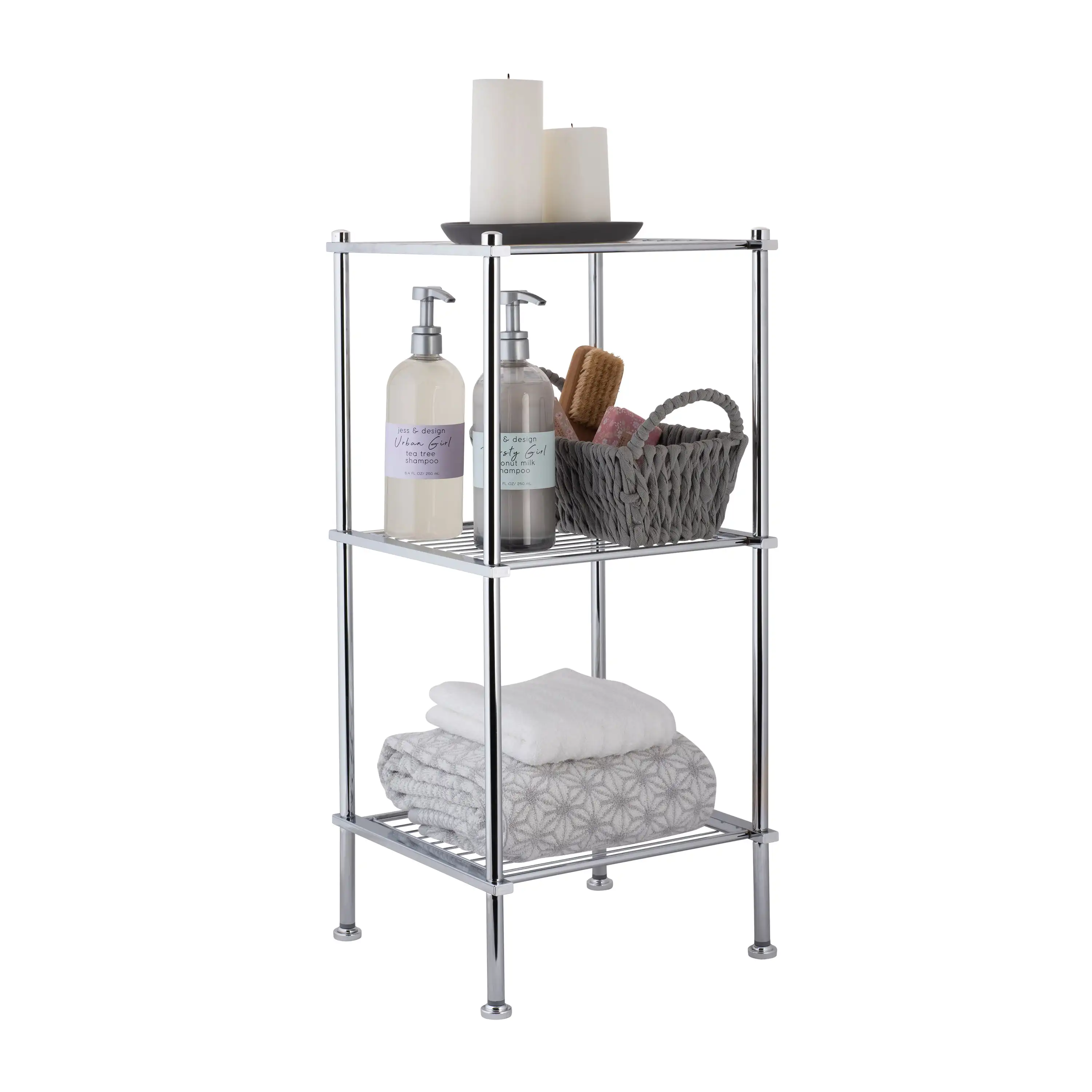 

3 Tier Freestanding Shelving Tower in Chrome