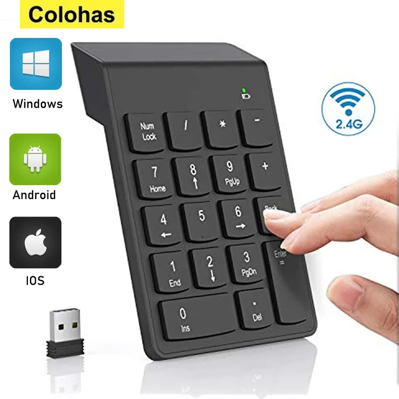 

Mini Wireless Numeric Keyboard 2.4GHz Numpad 18 Keys Digital Pave numpad for Accounting Teller Laptop Notebook Tablets