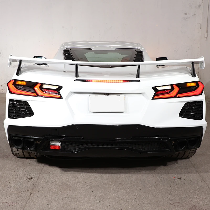 Для Corvette C8 Stingray Z51 Z06 2020-24 ПВХ матовая черная Автомобильная фотопленка задняя фара