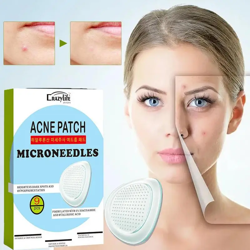 

Pimple Patches 9Pcs Mighty Microcrystal Invisible Acne Patch Soluble Spot Targeting Stickers Waterproof Remover Pimple Face Mask