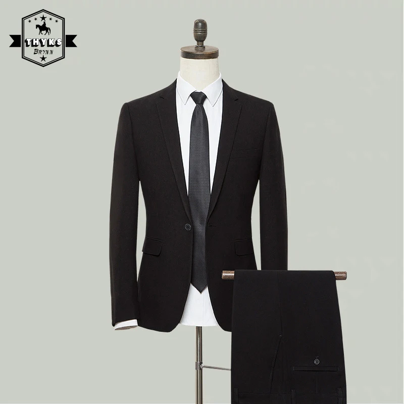 Black Blazer Sets Men Wedding Suit and Pant 2 Pieces Slit Coat Elegant Luxury Classic Slim Fit Formal Business Outfits 2022 New