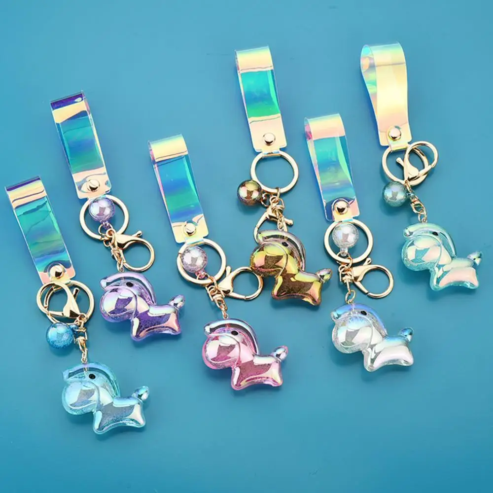 

Holographic Shiny Solid Color Cartoon Horse Ponys Foal Bag Decor Pendant Keychain