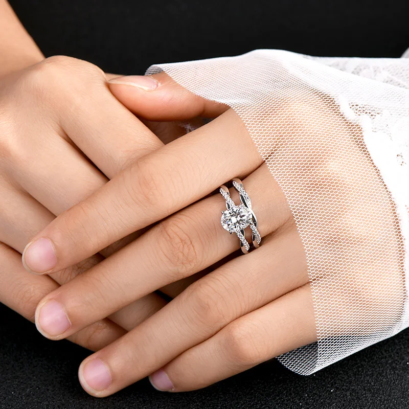 RAPRGOLD 2 0 карата овальное кольцо с муассанитом для женщин настоящее серебро S925