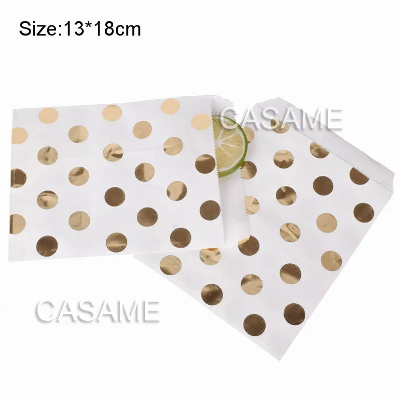 

Крафтовые пакеты для подарков Casame, набор из 25/50/100 шт., шеврон, горошек, полоска