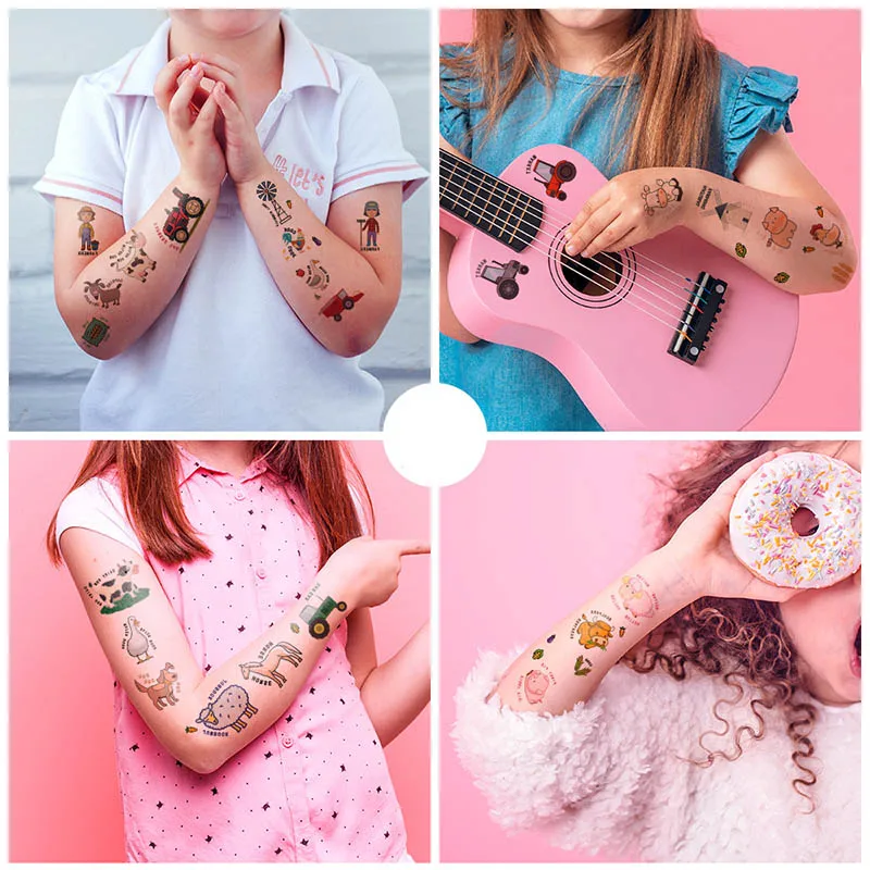 Временные тату-наклейки в виде животных на ферму кошки водостойкие наклейки