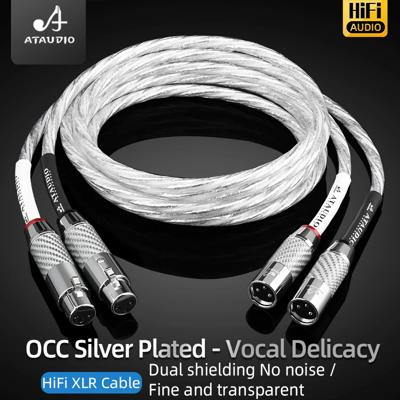 Один пара Hi-fi 2XLR аудиокабель Hi-End OCC посеребренный 3-контактный XLR штекер-гнездо