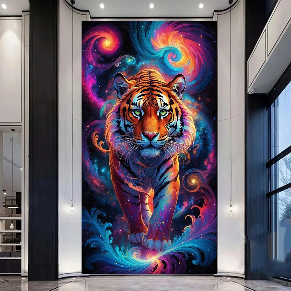 Картина из страз сделай сам с цветным тигром новинка 2024 полностью квадратная