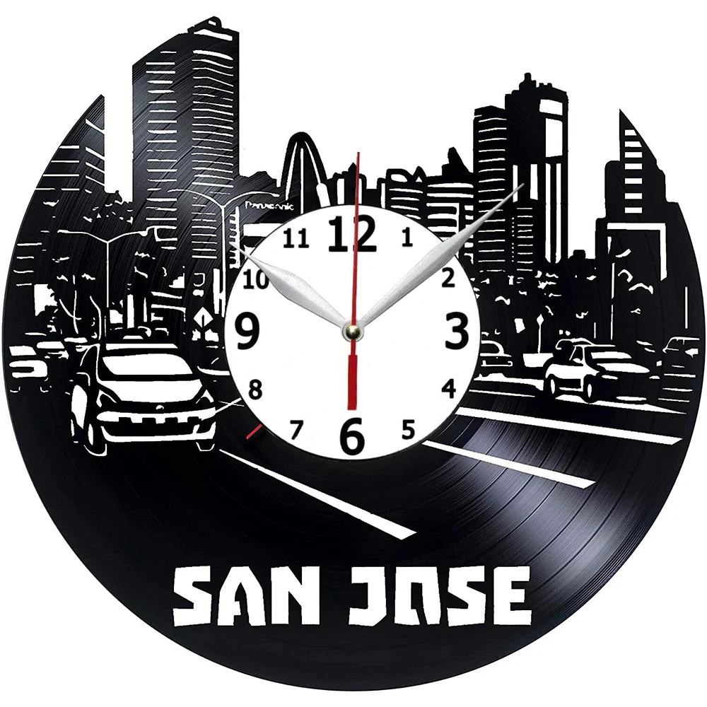 

SAN Jose City - Wall Clock Made of Vinyl Record - Original Decor - Unique Design - Incredible Gift Idea