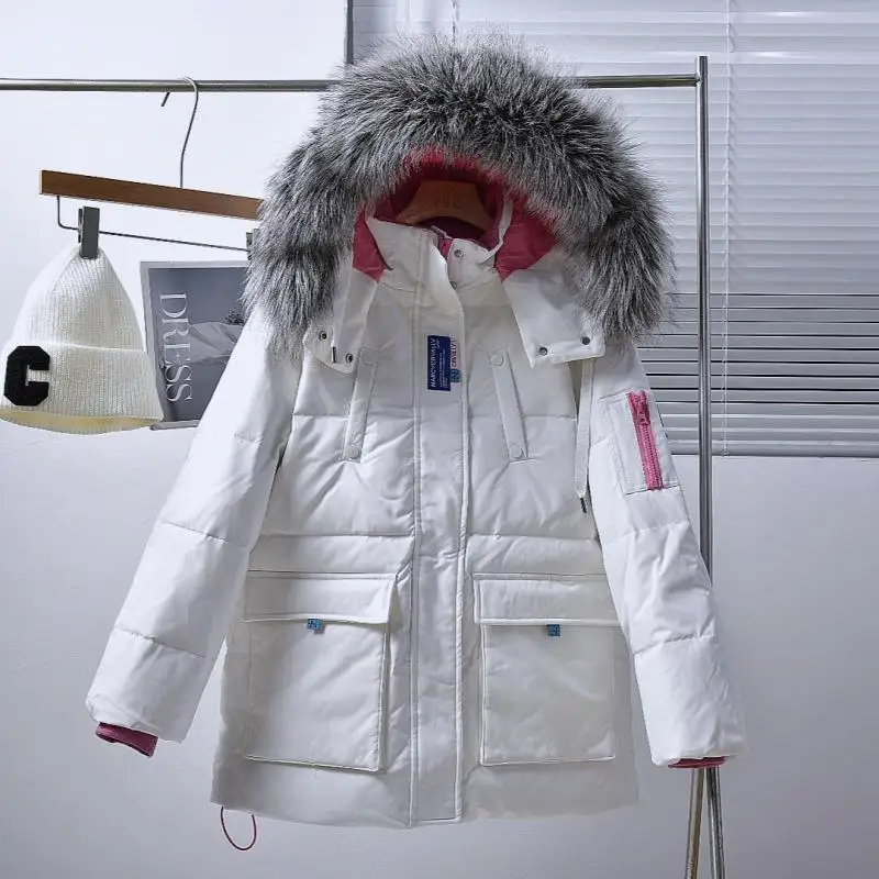 Young Ladies Girls Winter Coat Duck Down Parkas with Real Natural Fur Hood Woman Thick Warm Jacket Cloth for Female Oversize