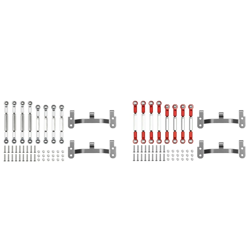 

2 набора, обновленный металлический Тяговый стержень, базовый кронштейн для стержня WPL B1 B14 B24 C14 C24 1/16, красный и серебристый