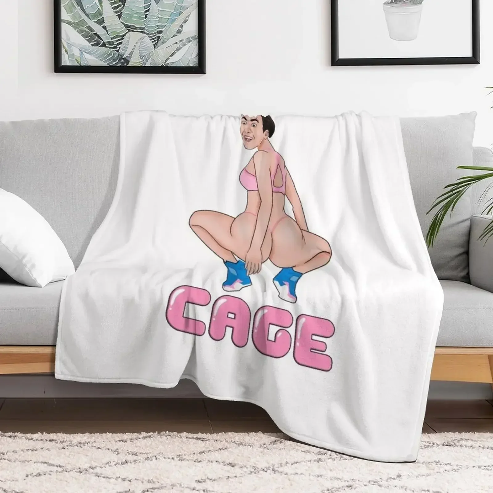 Thiccolas Cage - Манекен Thicc Николас Кейдж Мем Плед Одеяло Зимние постельные теплые