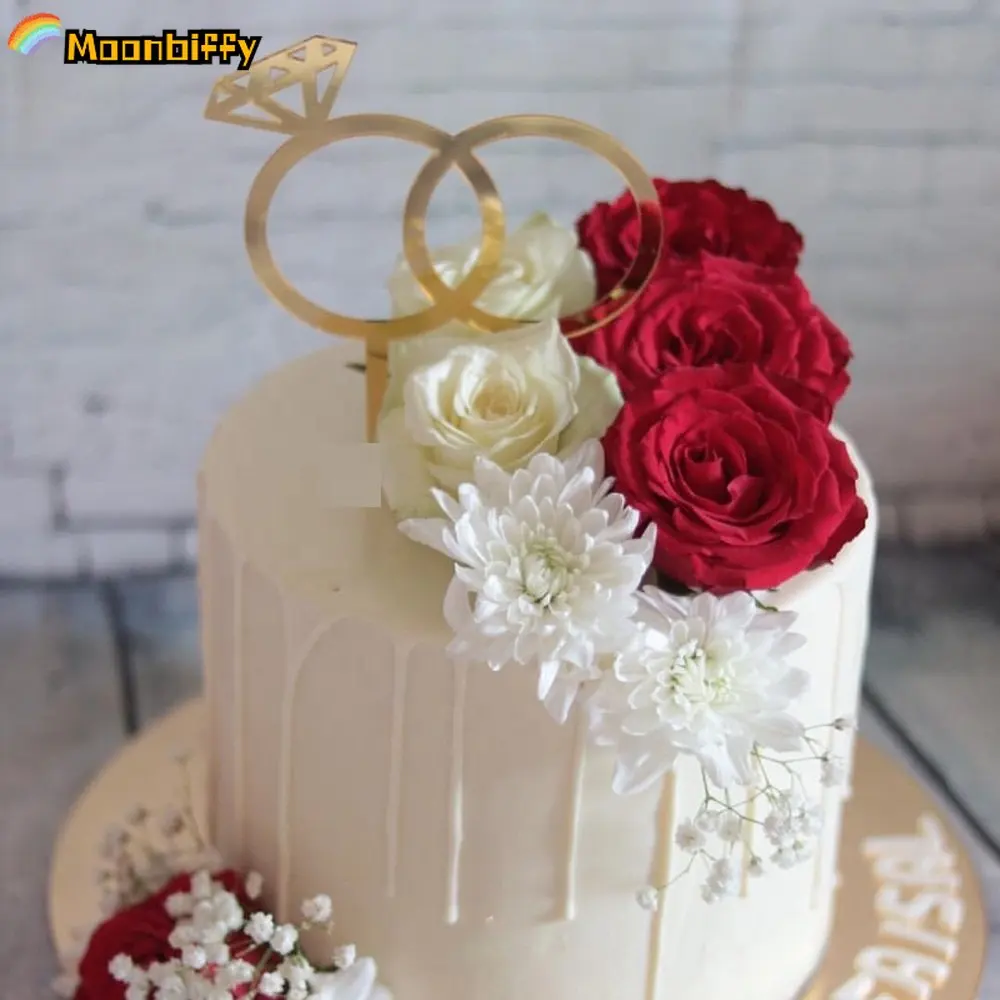 

Diamond Ring Wedding Cake Decoration Acrylic Cake Topper Baking Party Favors Wedding Proposal Engagement Party Supplies