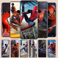 marvel spiderman anime phone case for motorola g10 g22 g31 g40 g60 g41 g50 g51 g60s g71 e6i 7i 20 30pro lite black silicone back