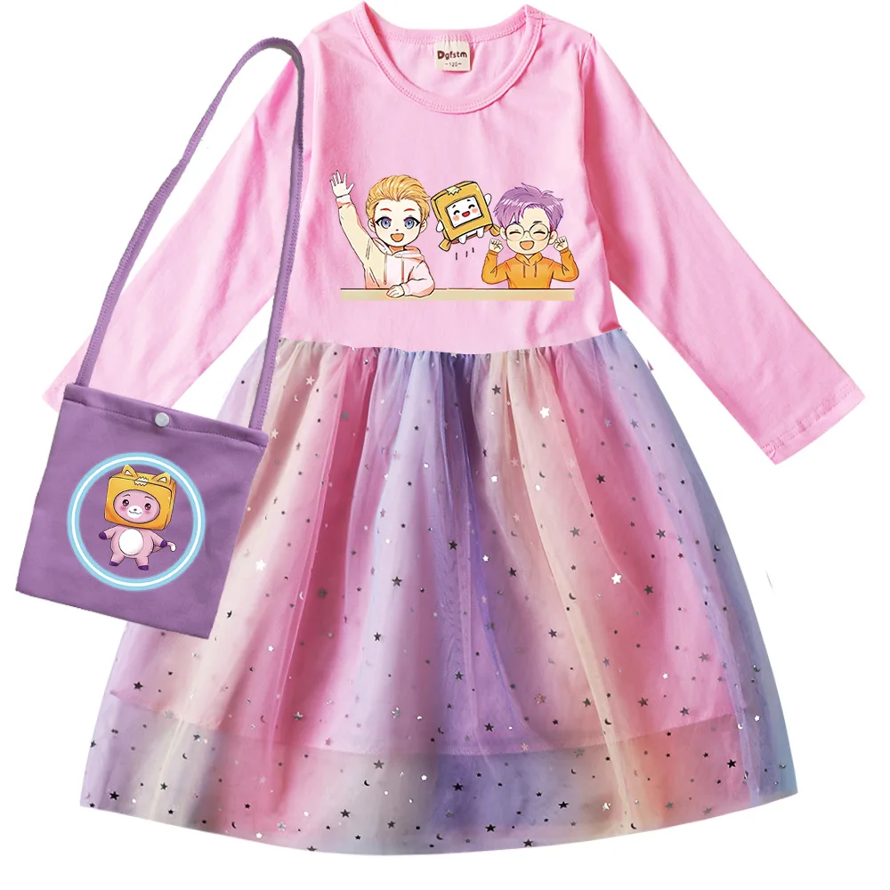 

Anime Lankybox Dress Kids fancy Princess Vestidos Baby Girls Long Sleeve Dress Children Lanky Box Birthday Wedding Party Dresses