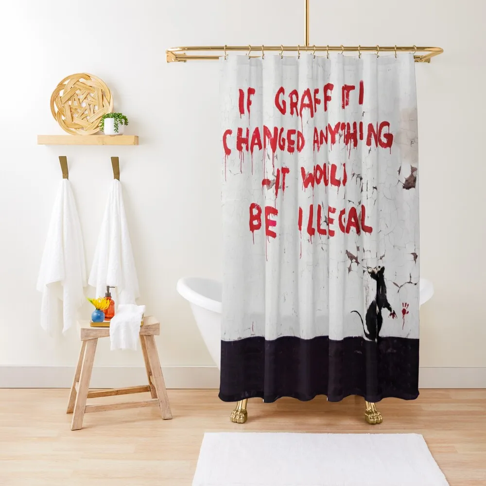 Банкси Мышь Граффити Занавеска для душа