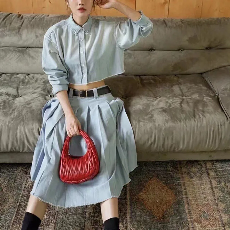 

Комплект из 22 вышитых потертых джинсов с надписью, женский укороченный пупок с длинным рукавом, тонкая джинсовая короткая куртка с цветочны...