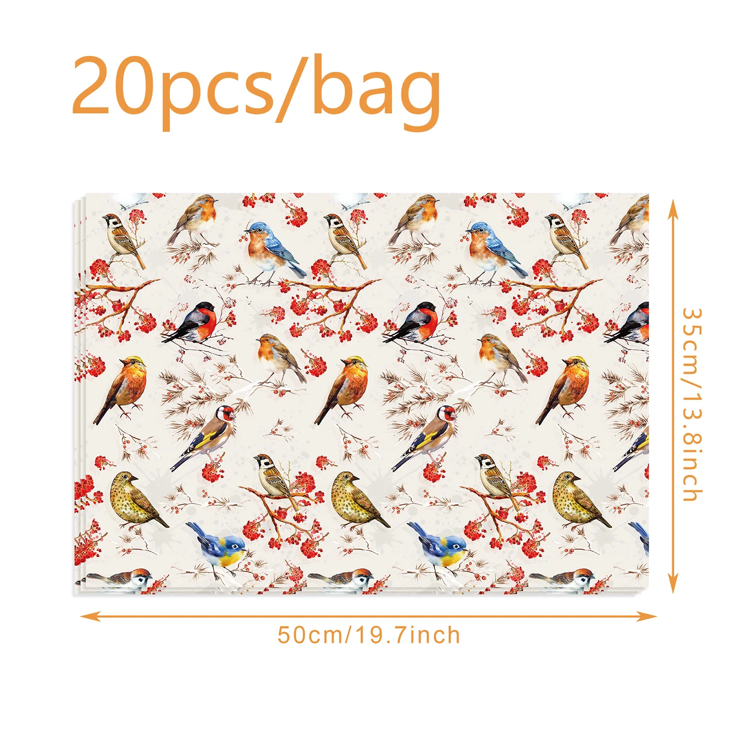 

Бумага для подарков с цветочным принтом, 20/50 шт.