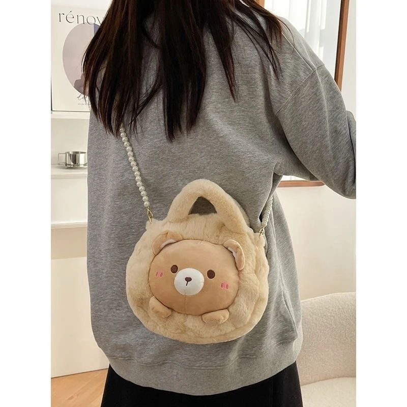 Animal cartoon Handbag female soft cute one-shoulder messenger bag plush doll bag Fashion Phone Coin Crossbody Bag for Girl Gift