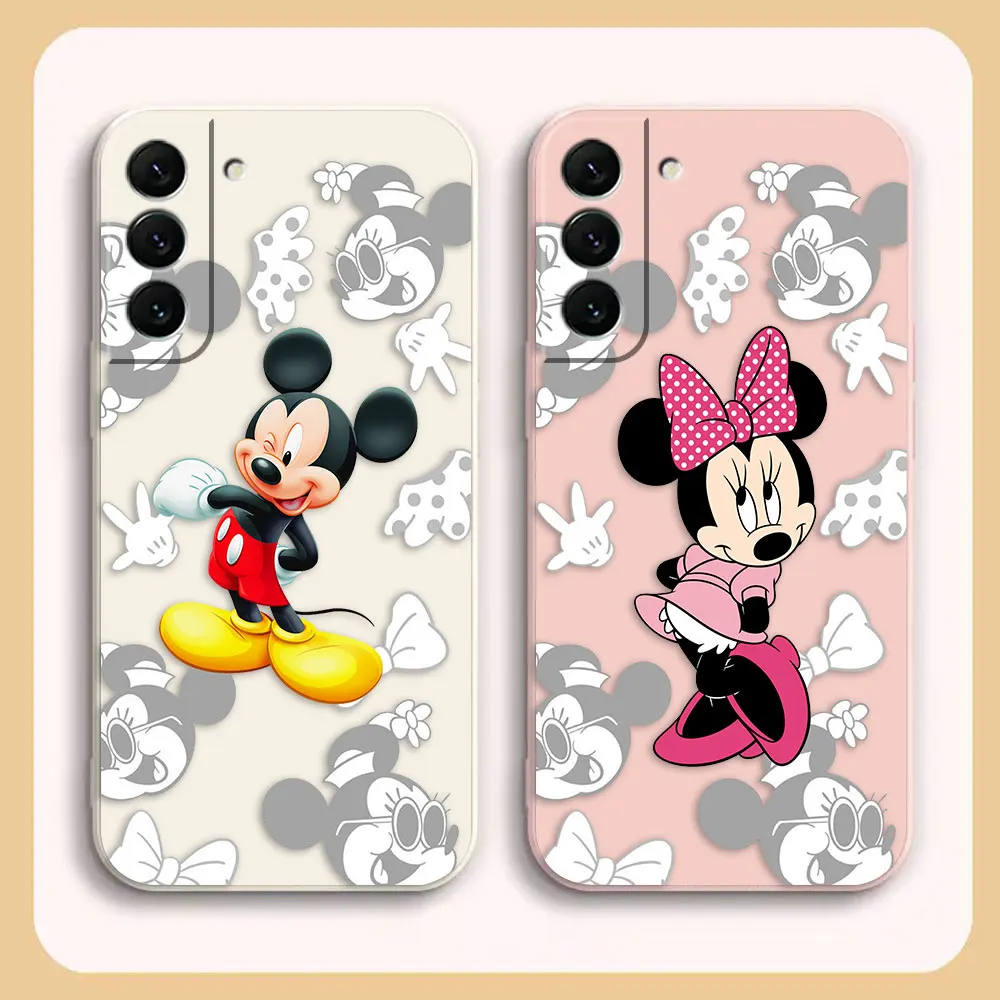 

Case For Samsung Galaxy S23 S21 S20 FE S11 S11E S10 S9 Ultra Plus 4G 5G Liquid silicone Case Disney Mickey Minnie Mouse