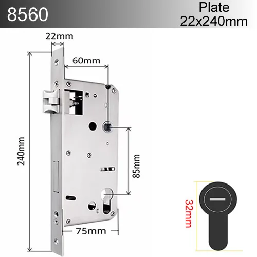 

68 72 85 lock body for fingerprint lock Anti-theft door Outdoor aluminum alloy door Lock core hole 33mm lift the handle to lock