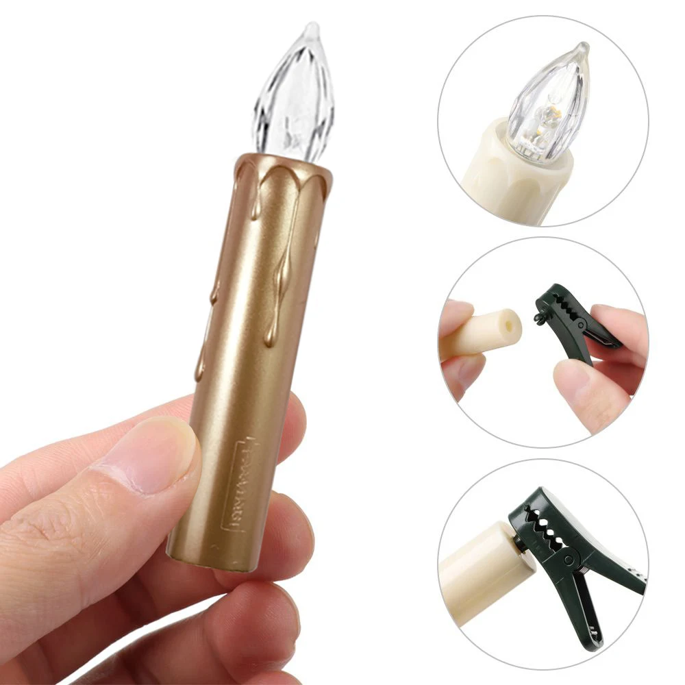 For Christmas Tree Flickering Flames And Timed Remote Controls For Battery-powered Home Decorations With Gold