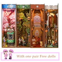 diy book nook kits romantic sakura miniature building dollhouse furniture bookends toys gifts home decoration