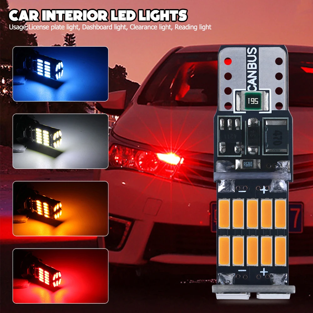 

2X T10 W5W T15 W16W Car Led Lights Canbus No Error 4014SMD For Car Interior Accessories Lamp Tail Reverse Light 6000K White 12V