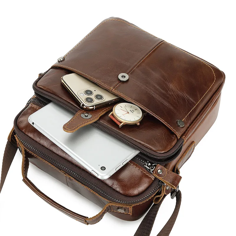 Genuine Leather Handbag for Men Real Leather Shoulder Bag Male Cowhide Business Messenger Bag High Quality Crossbody Bag