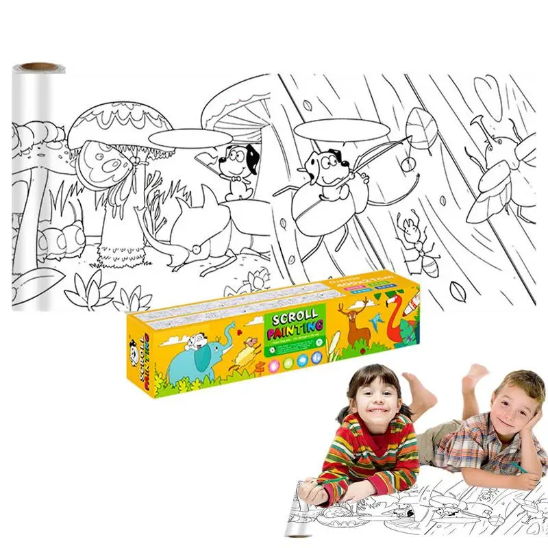 

4 Meters Continuous Coloring Drawing Paper Roll Perfect Travel Activity Large Coloring Drawing Roll Paper Roll For Kids Ages 3+