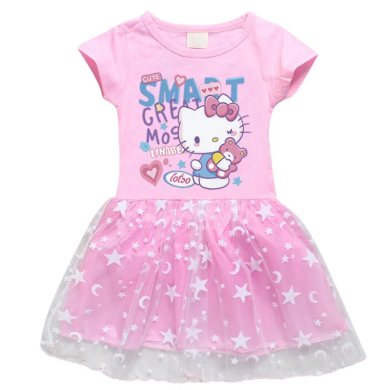 

Sanrio Anime Kuromi My Melody Summer Clothes Baby Girl Beach Dresses Casual Kids Princess Dress Children Party Clothing Gift
