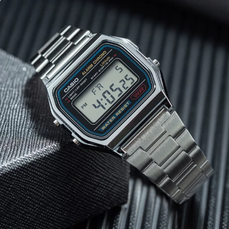 Фото Минималистичные ретро-часы Casio A158WA-1, цифровые наручные часы, водонепроницаемые, многофункциональные, повседневные, для студентов, подарочные часы №3
