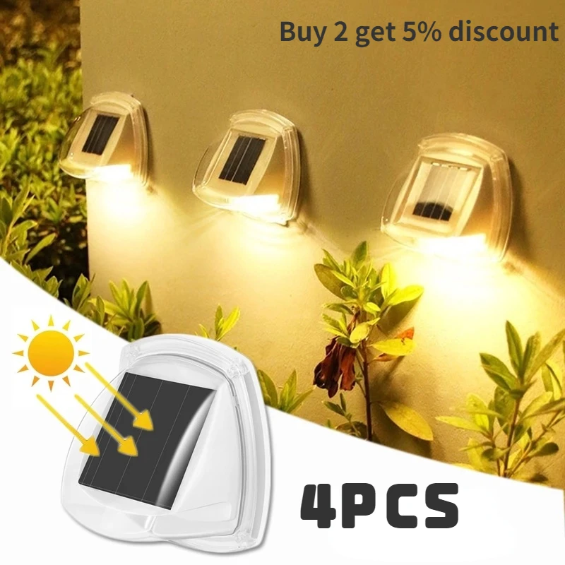 

4pcs Intelligent LED Solar Light Outdoor Wall Lamp Solar Street Lamp Night Light for Garden Yard Path Decoration Warm/White/RGB