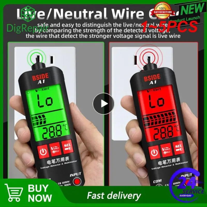 

1 ~ 5 шт. мини-мультиметр, автоматический интеллектуальный цифровой мультиметр с ЖК-дисплеем, мультиметр постоянного напряжения, Омметр, NCV Гц, тестер проводов