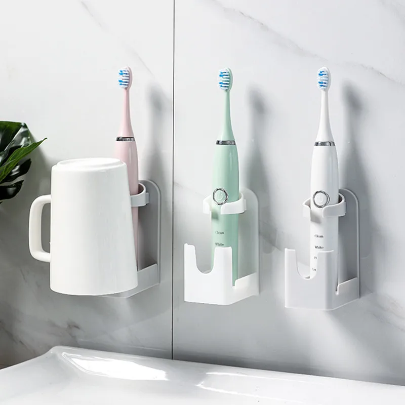 

Electric Toothbrush Holder Self-adhesive Wall-Mounted Traceless Toothbrush Organizer Stand Rack Space Saving Bathroom Accessorie