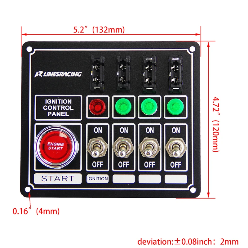 

Racing Switch Panel Race Ignition Accessory Engine Start 4 Switch Lights Fused