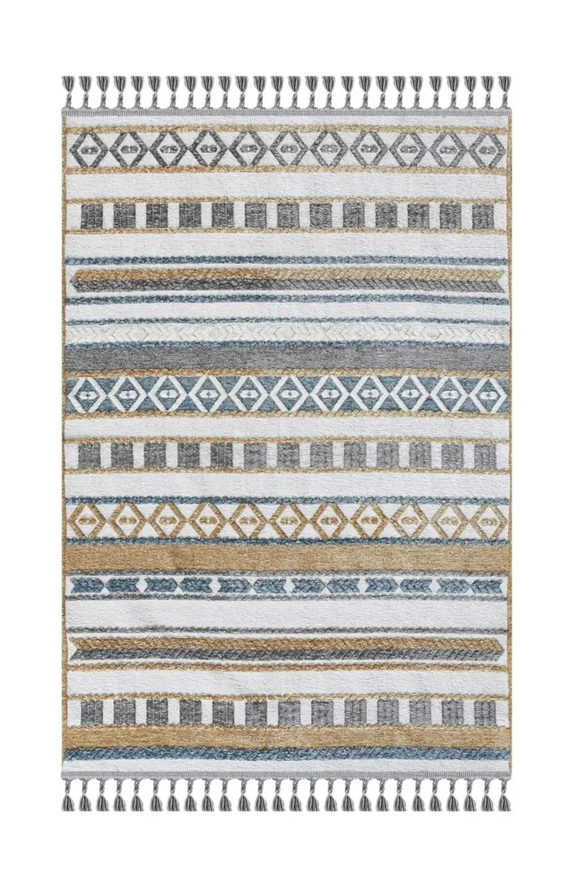 

Хлопковый нескользящий коврик ковер ручной работы Коко 5694A горчично-серый двухсторонний тканый моющийся натуральный хлопковый коврик