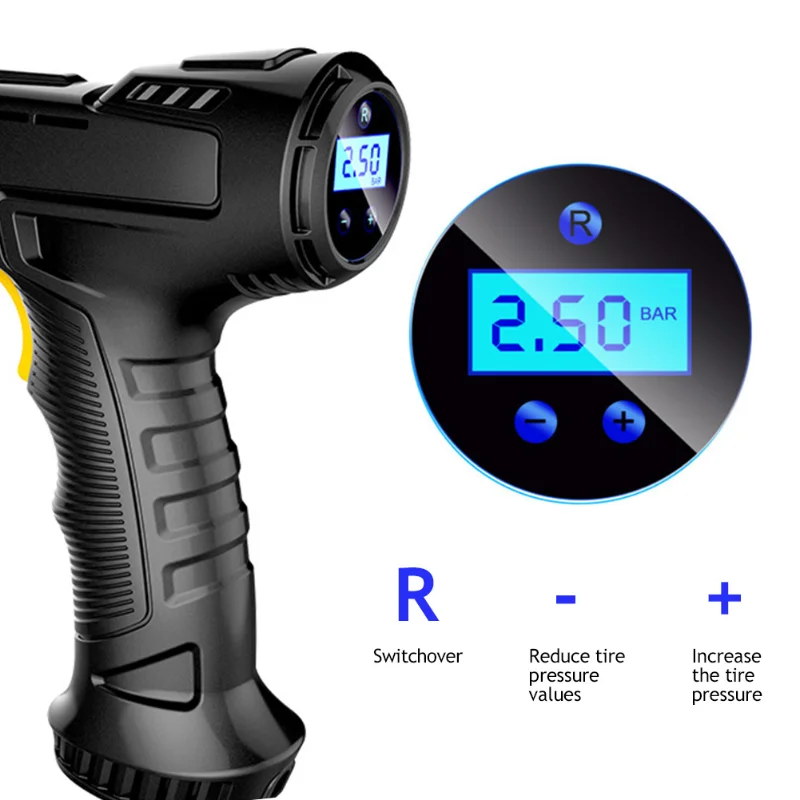 

Car Air Compressor 120W Rechargeable Wireless Inflatable Pump Portable Air Pump Car Tire Inflator Digital for Car Bicycle Balls