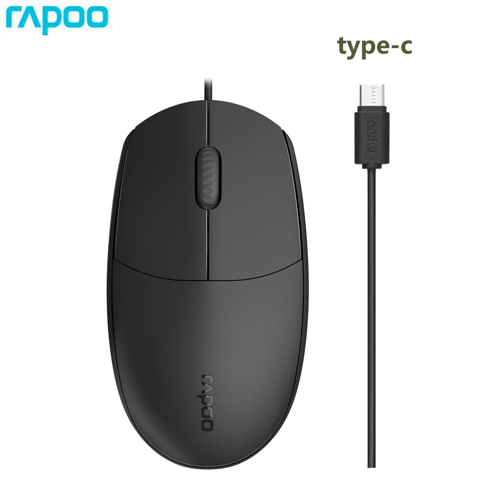 Original Rapoo N100C Type-C Wired Mouse For Mobile Phones, Tablets, Laptops,For Samsung For Apple For Xiaomi  For Huawei