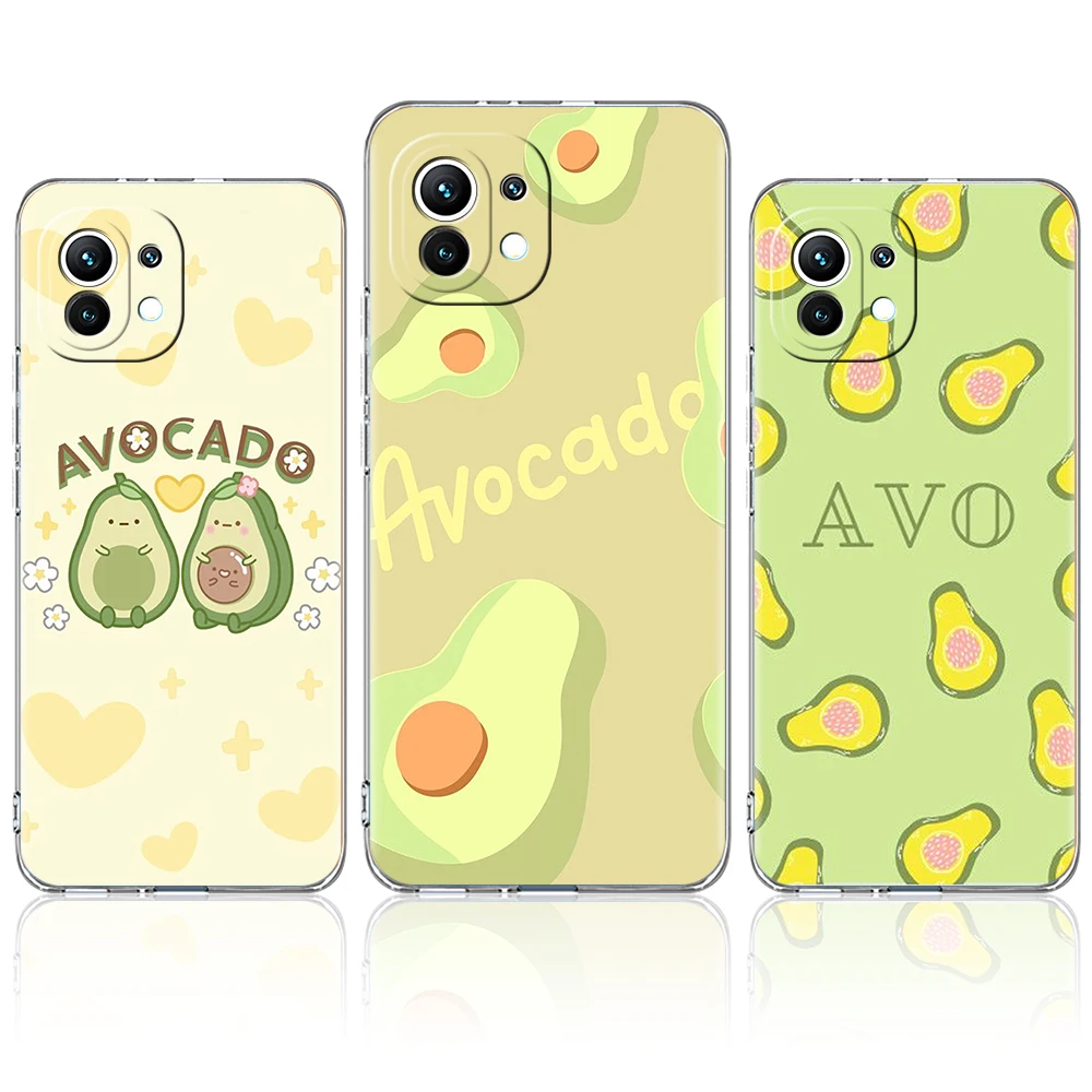 

Cute Avocado Transparent Phone Case for Xiaomi Mi 11 Ultra 12 11T 11X 11i Lite Poco X3 X4 NFC F3 GT M4 Pro Soft Shell Fundas TPU