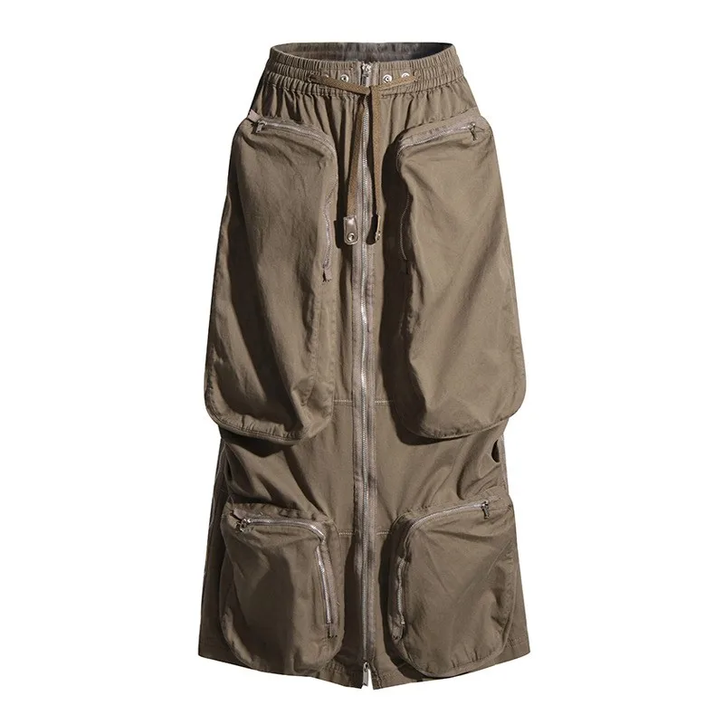 

Юбка-карго Женская трапециевидная до середины икры, на молнии, с карманами