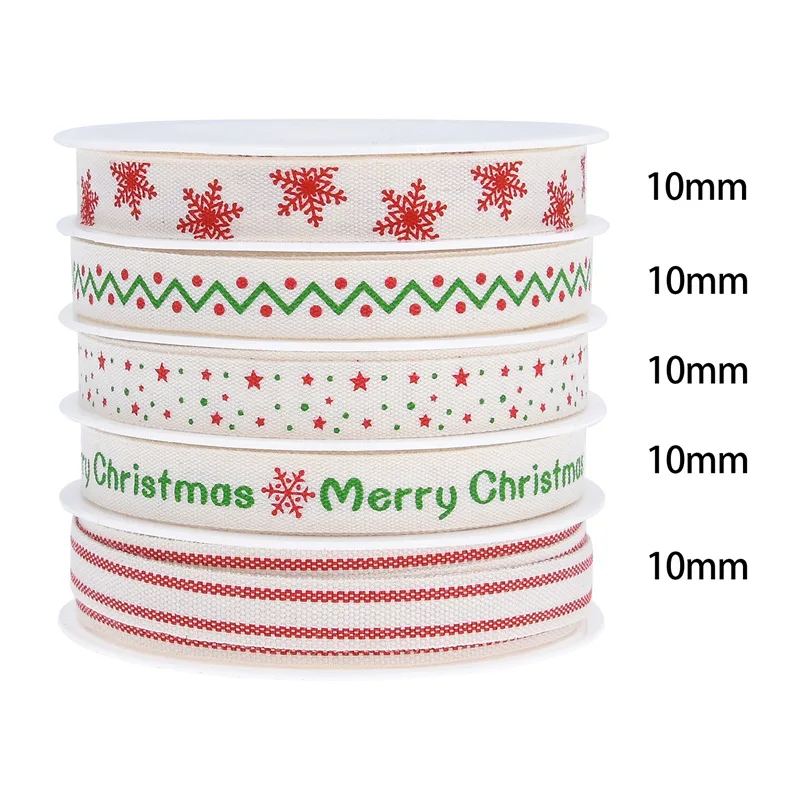 Letter Pentagram Printed Cotton Strap Christmas Gift Flower Packaging 5m Set