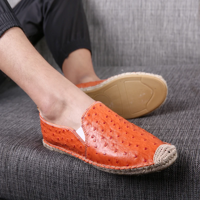 

Retro Linen Straw Woven Comfortable Low-top Shoes Summer New Men's Casual Shoes Light Solid Color Leather Straw Espadrille Shoes